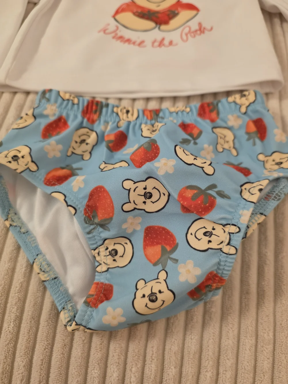 Disney Winnie the Pooh Blue & White Kids Swim Bikini Set with Red Accents